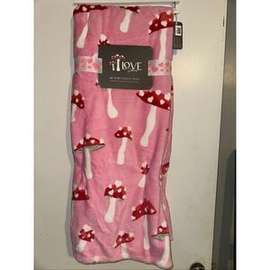 Christmas Mushroom Hearts Luxury Plush Throw Blanket Barbie Pink Christmas tree